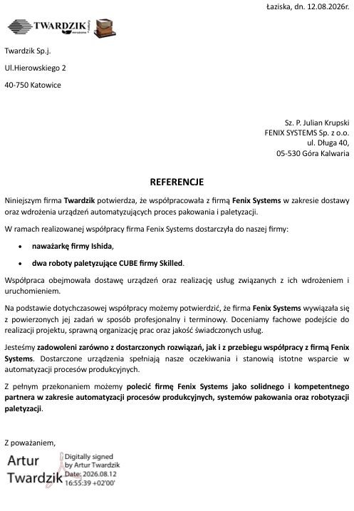 Twardzik Cube paletyzacja naważarka