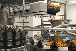 One of our installations - a line for weighing and packing frozen chicken wings, legs and nuggets